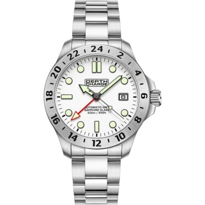 бижутерия,мъжки,летен,каталог,аксесоари,на,разпродажба,depth,charge,charge,stainless,steel,white,dial,dive,watch,silver,and,white