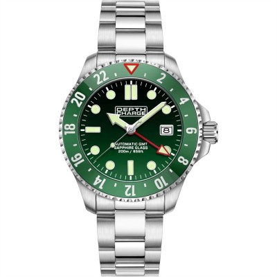 бижутерия,мъжки,летен,каталог,аксесоари,на,разпродажба,depth,charge,charge,stainless,steel,green,dial,dive,watch,silver,and,green