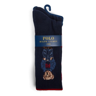 чорапи,мъжки,чорапи,polo,ralph,lauren,2,pack,bear,crew,socks,navy,white