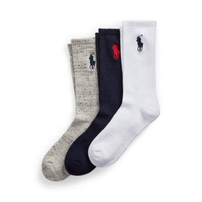 чорапи,мъжки,чорапи,polo,ralph,lauren,men,s,3,pack,crew,socks,nvy,wht,gry