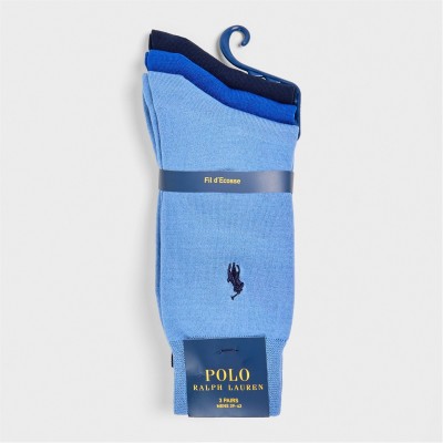 чорапи,мъжки,чорапи,polo,ralph,lauren,men's,3,pack,crew,socks,blue,navy,royal
