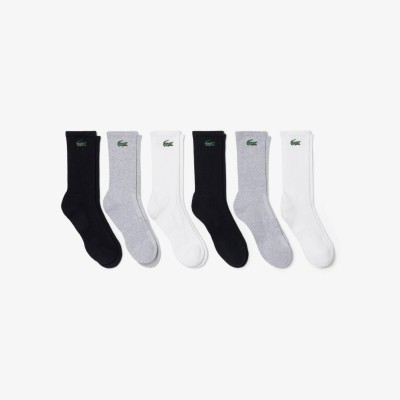 мъжки,чорапи,lacoste,6pk,sportcrw,sn00,wht,gry,blk,l78