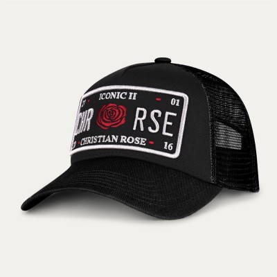 шапка,аксесоари,на,разпродажба,мъжки,шапки,и,ръкавици,christian,rose,iconic,ii,red,rose,plate,trucker,cap,black,white