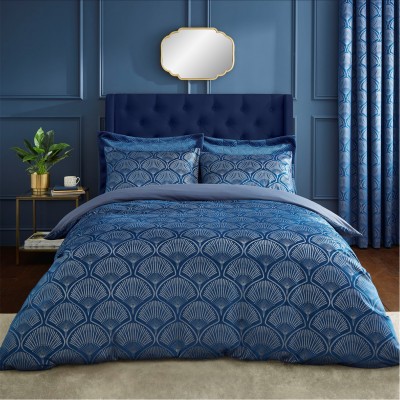 спално,бельо,и,комплекти,catherine,lansfield,deco,pearl,duvet,cover,set,navy,blue