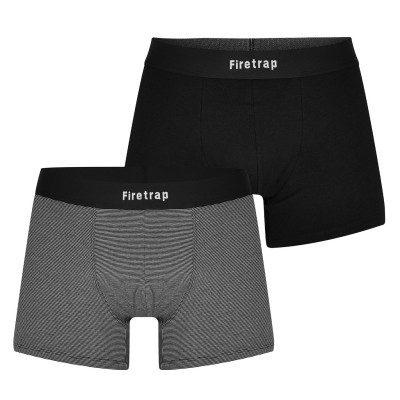 боксерки,мъжко,лятно,бельо,firetrap,2,pack,trunks,black,stripe