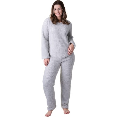 дамска,пижама,дамски,пижами,camille,womens,supersoft,textured,fleece,pyjamas,with,a,woven,pattern,&,rope,detailing,grey