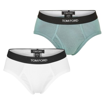 слипове,мъжко,бельо,tom,ford,men's,plain,cotton,briefs,2,pack,white,teal