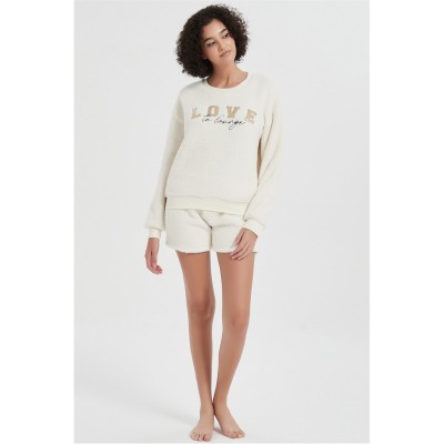 дамски,пижами,дамски,облекла,размер,linea,love,short,teddy,lounge,set,cream
