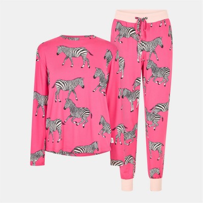 пижама,дамски,пижами,chelsea,peers,classic,pyjama,set,hot,pink,zebra