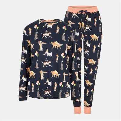 пижама,дамски,пижами,chelsea,peers,classic,pyjama,set,navy,party,dogs