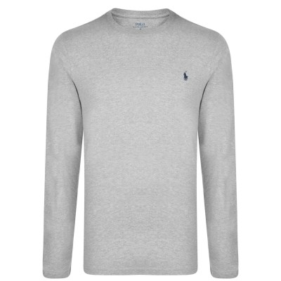 тениска,мъжки,тениски,polo,ralph,lauren,long,sleeve,crew,neck,jersey,t,shirt,heather,grey