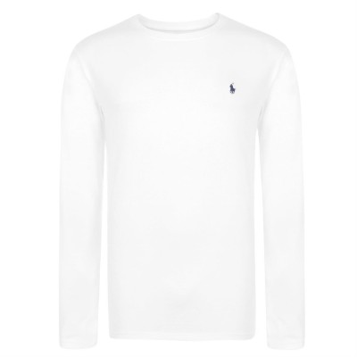 тениска,мъжки,тениски,polo,ralph,lauren,long,sleeve,crew,neck,jersey,t,shirt,white,navy