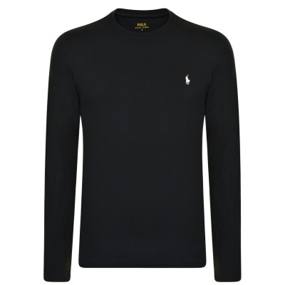 тениска,мъжки,тениски,polo,ralph,lauren,long,sleeve,crew,neck,jersey,t,shirt,black,white