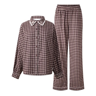 дамски,пижами,chelsea,peers,chelsp,button,up,pj,ld64,gingham,brown