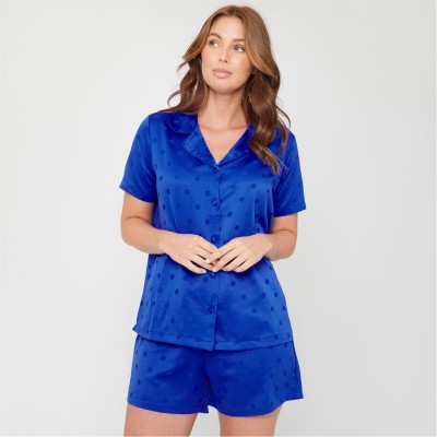 пижама,дамски,пижами,дамски,облекла,размер,be,you,satin,spot,pyjama,shirt,cobalt
