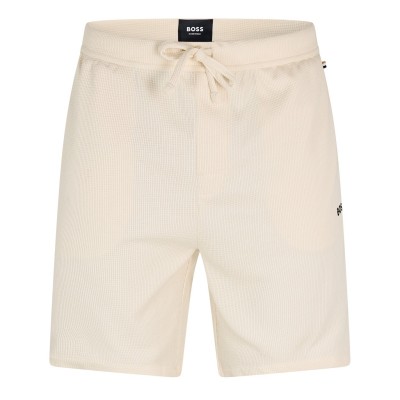 къси,панталони,мъжки,пижами,boss,men's,embroidered,waffle,pyjama,shorts,open,white