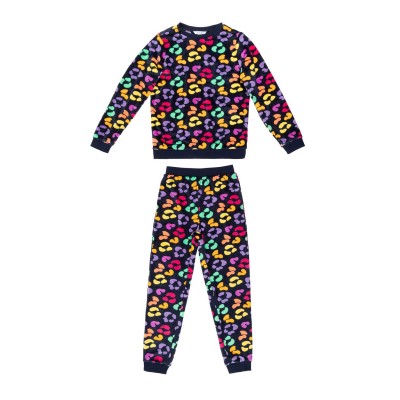 пижама,детски,пижами,miso,girls,leopard,velour,pyjama,set,navy,multi
