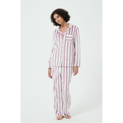 пижама,дамски,пижами,дамски,облекла,размер,linea,stripe,velour,button,through,pyjama,set,pink,white