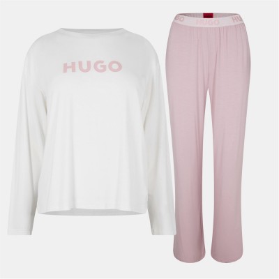 пижама,дамски,пижами,hugo,long,sleeve,top,and,trouser,bottom,pyjama,set,light,pink
