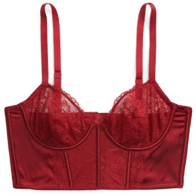 polo,ralph,lauren,women's,lace,demi,bra,garnet,red