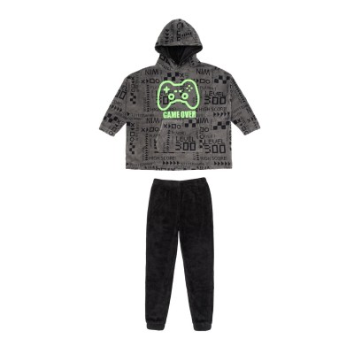 суичър,детски,пижами,firetrap,boys,gaming,hoodie,and,pant,set,black