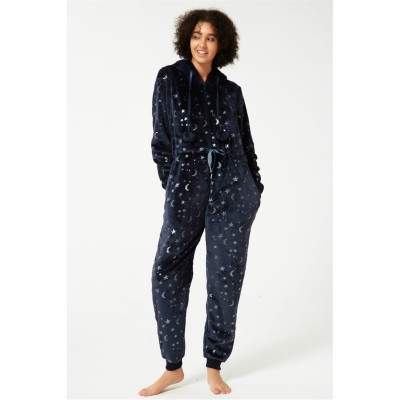 пижама,дамски,пижами,дамски,облекла,размер,linea,luxury,star,foil,onesie,navy