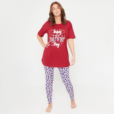 клин,дамски,пижами,linea,duvet,day,legging,pyjama,set,burgundy