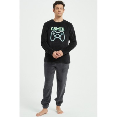 мъжки,пижами,howick,gaming,fleece,twosie,black,grey