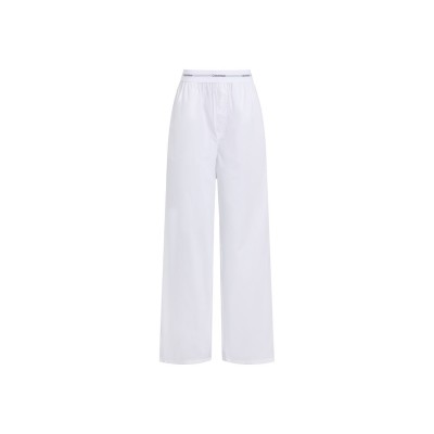 дамски,пижами,calvin,klein,logo,wb,poplin,pant,white