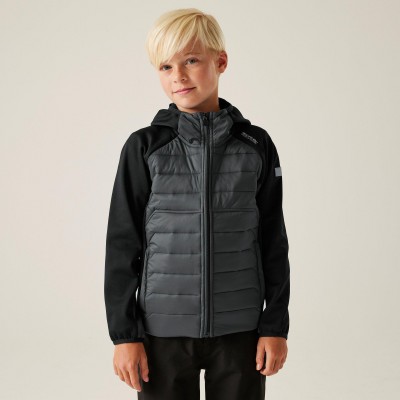 яке,детски,якета,и,палта,туризъм,regatta,kids,kielder,water,repellent,reflective,long,sleeve,insulated,puffer,jacket,black,grey