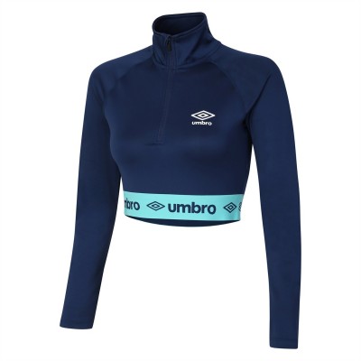 дамско,горнище,с,цип,дамски,туристически,полари,umbro,cropped,quarter,zip,top,womens,navy,cyan