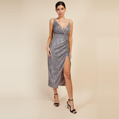 дамски,поли,и,рокли,little,mistress,mistress,sequin,wrapmididress,silver