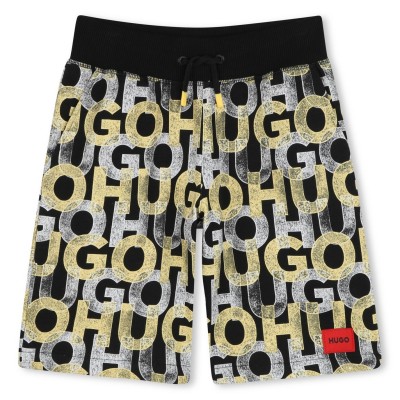 юношески,къси,панталони,детски,облекла,hugo,all,over,print,shorts,juniors,black