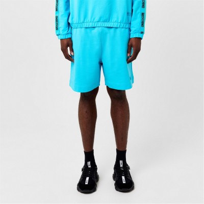 поларени,къси,панталони,мъжки,къси,панталони,moschino,men's,logo,tape,fleece,jogger,shorts,light,blue