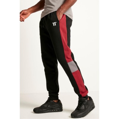 анцуг,мъжки,анцузи,11,degrees,men's,cut,and,sew,panelled,closed,hem,fleece,joggers,black,red