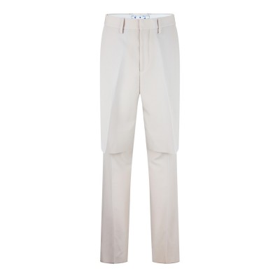 панталони,мъжки,панталони,тип,чино,off,white,men's,double,layer,straight,trousers,with,unique,detailing,bone