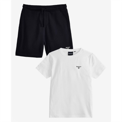 тениска,детски,3/4,панталони,barbour,boys',essentials,t,shirt,&,shorts,set,white,navy,mi55