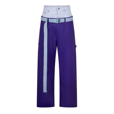панталони,мъжки,панталони,тип,чино,off,white,leather,straight,leg,trousers,purple