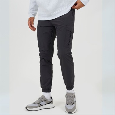 панталони,мъжки,панталони,brave,soul,mnes,grey,taslan,cargo,trousers,with,elasticated,cuffs,dark,grey