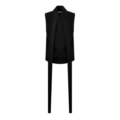 облекла,на,разпродажба,мъжки,тениски,off,white,long,collar,tailored,vest,black