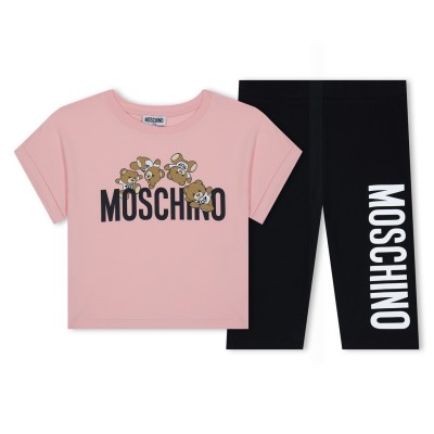 юношески,комплект,детски,3/4,панталони,moschino,leggings,set,juniors,pnk,blk,84175