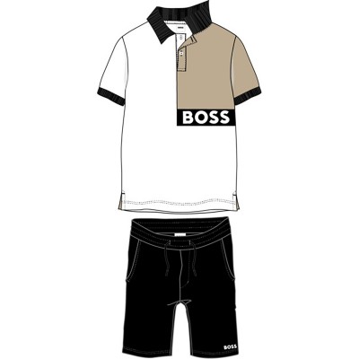блуза,с,яка,детски,3/4,панталони,boss,kids',polo,shirt,set,black,09b