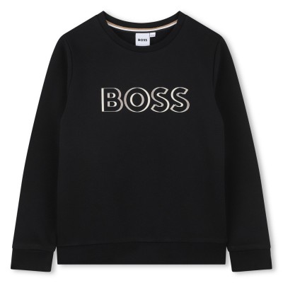 юношеска,блуза,детски,облекла,boss,bold,logo,sweatshirt,juniors,black,09b