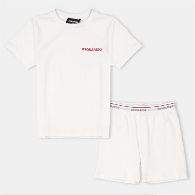 тениска,детски,3/4,панталони,dsquared2,kids',logo,t,shirt,and,shorts,set,white,dq100