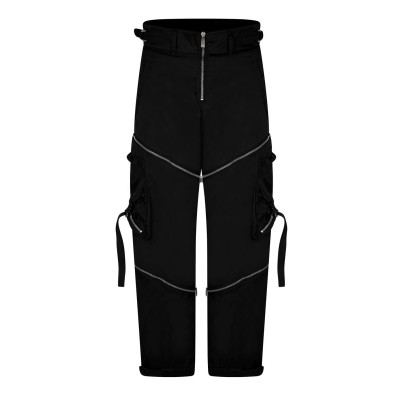 панталони,off,white,men's,zipped,mid,rise,cargo,trousers,black