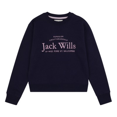 детска,блуза,детски,облекла,jack,wills,kids,girls,script,crew,neck,sweatshirt,navy