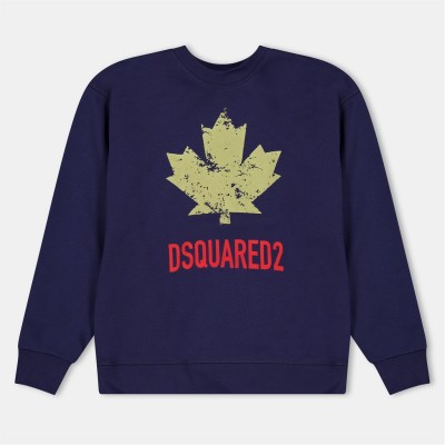 блуза,детски,3/4,панталони,dsquared2,kids',dsq,maple,cotton,mix,crew,neck,sweatshirt,blue,dq864