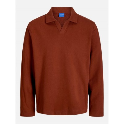 блуза,облекла,на,разпродажба,мъжки,блузи,jack,and,jones,men's,split,neck,sweat,crew,sweatshirt,brandy,brown