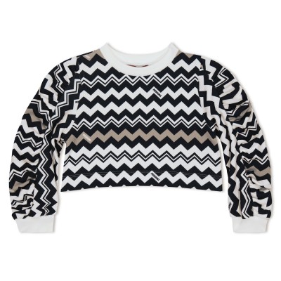 блуза,missoni,kids,zigzag,crew,sweatshirt,black,white