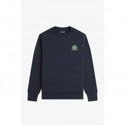 блуза,мъжки,горнища,с,качулка,fred,perry,men,s,badge,crew,neck,sweatshirt,navy,608